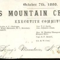 King's Mountain Centennial Executive Committee letterhead