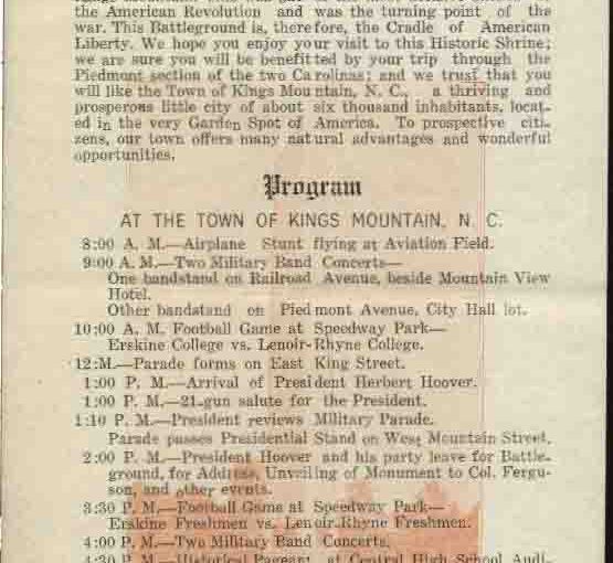 Souvenir Program from 1930 Celebration