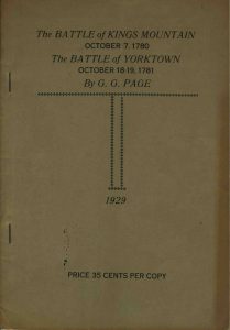 The Battles of Yorktown and Kings Mountain 1929